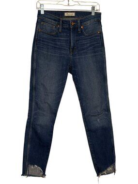 Madewell 10" High Rise Skinny Ankle Jeans Distress Denim Pants Blue 26